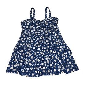 NWT BloomChic Sz 12 Blue White Floral Swimdress - Adjustable Straps, Retail $40